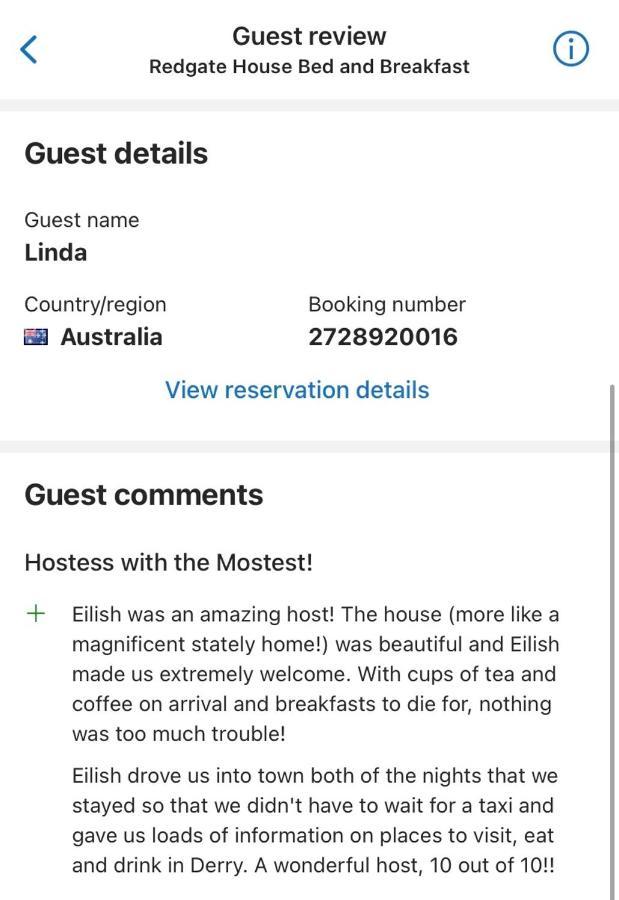 Redgate House Bed & Breakfast Londonderry Exteriér fotografie