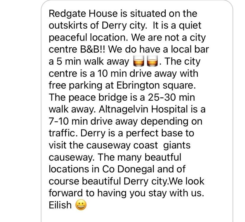 Redgate House Bed & Breakfast Londonderry Exteriér fotografie